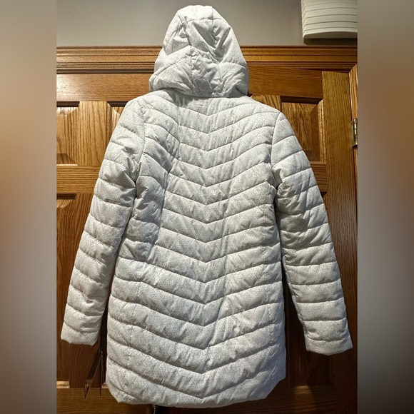 New Balance Long Warm Puffer Coat White Hooded Full Zip with Pockets Size M - Picture 5 of 13